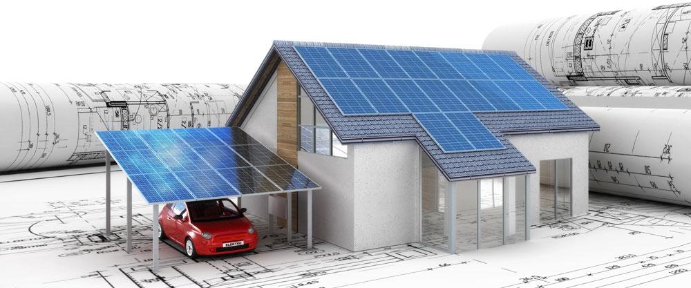 Photovoltaikanlage auf dem Dach eines Hauses